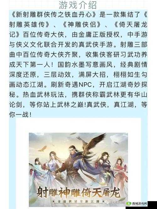 新射雕群侠传之铁血丹心元宝如何赚 获取方式介绍